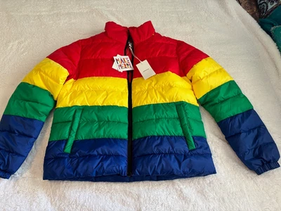 Chaqueta acolchada para mujer Nordstrom Rainbow Multi Stripe talla M NUEVA CON ETIQUETAS Foto 1 de 3