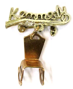 mint 1960 JFK John Kennedy ROCKING CHAIR name in script jewelry brooch pinback ^ - Picture 1 of 4