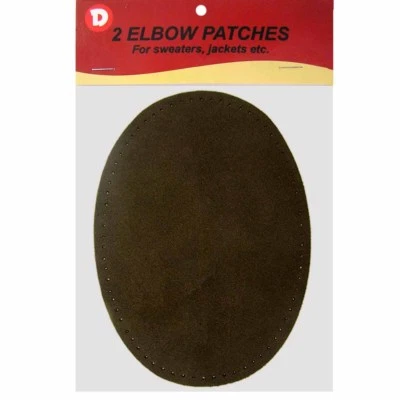 DIMECRAFTS 2 Large Natural Suede Leather Sew-On Elbow Repair Patches 4.75 x 6.5 in - Brown