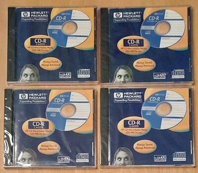 New 4 Pc. Lot 650 MB HP CD-R Discs in Full Size Jewel Cases Individually Sealed - Image 1 of 4