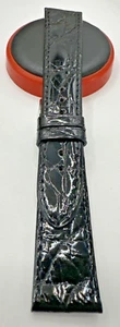 pregiato cinturino caimano nero piatto cucito mm20/16 handmade in italy - Imagen 1 de 4