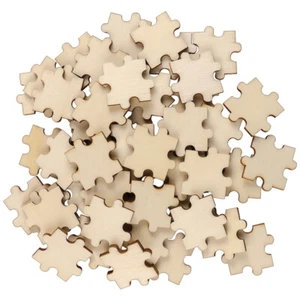 Wooden Puzzle Squares Unfinished Chips Cutouts Ornaments Toddler - Picture 1 of 10