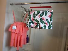 NWT women's two piece swim suit B2PRITY Size xl white floral peach