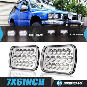 Par de faros LED blancos cromados de haz alto/bajo 7X6" 5x7 para camioneta Isuzu 1984-1995 - Imagen 1 de 12