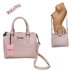 Juicy Couture Pink Clay Dazzle Satchel Crossbody Shoulder Bag Rhinestones