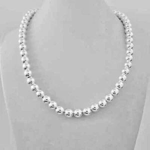 925 Sterlingsilber Hohlperlenkette - 8 mm Perlendurchmesser 16/18/20 Zoll - Bild 1 von 5
