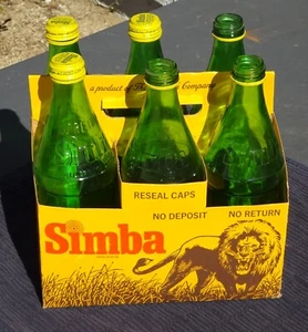 Super seltene Vintage Simba Soda 6er Pack geprägte Löwe Glasflaschen Coca-Cola nur 1 - Bild 1 von 6