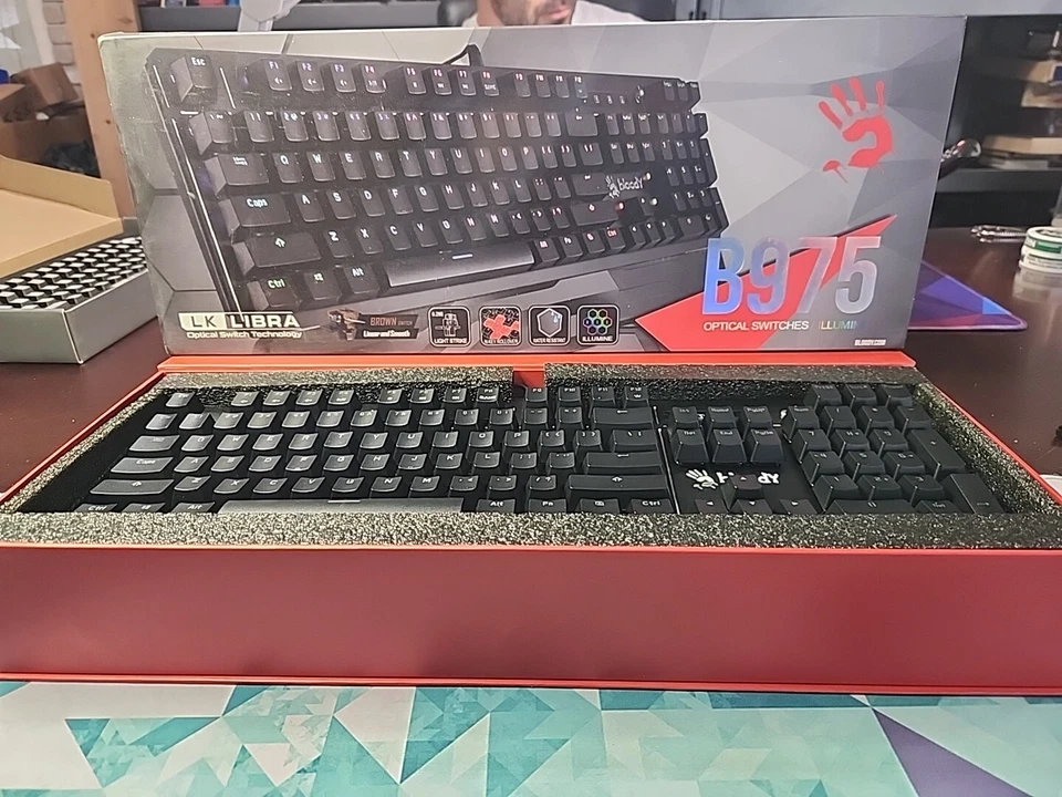 Bloody Gaming B975 Light Strike Optical Gaming Computer Keyboard w Accent Keys - Image 1 of 4