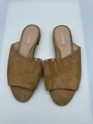 Taryn Rose Vanessa Rose Gold Tan Nubuck Leather Slide Sandals Size 7.5C - Image 1 of 4