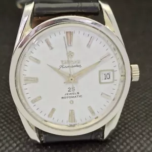 VINTAGE TITONI AIRMASTER ROTOMATIC SWISS MENS DATE WHITE WATCH 535-a283043-5 - Imagen 1 de 9