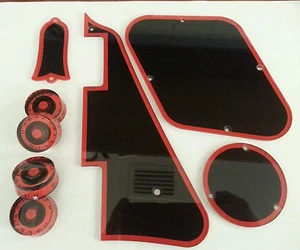 Schlagbrett, Rückenplatten, Truss Rod Cover, Knöpfe. Rot/Schwarz. Passend für Gibson Les Paul JAT - Bild 1 von 6