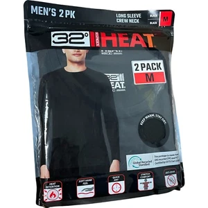Men Top Long Sleeve 32 Degrees Heat Scoop Neck 2 Pack Thermal Baselayer Tee - Picture 1 of 8