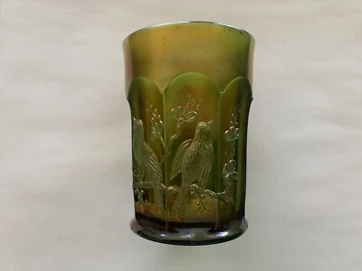 Northwood Green Carnival Glass Singing Birds Tumbler - Image 1 of 4