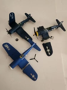 (3) 1/48 USMC F4U Corsairs - Nicely built and painted - For parts or diorama - Picture 1 of 14