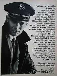 1968 PUB TWA AIRLINE COMMANDANT DE BORD PILOT PILOTE CAPTAIN ORIGINAL FRENCH AD - Picture 1 of 1