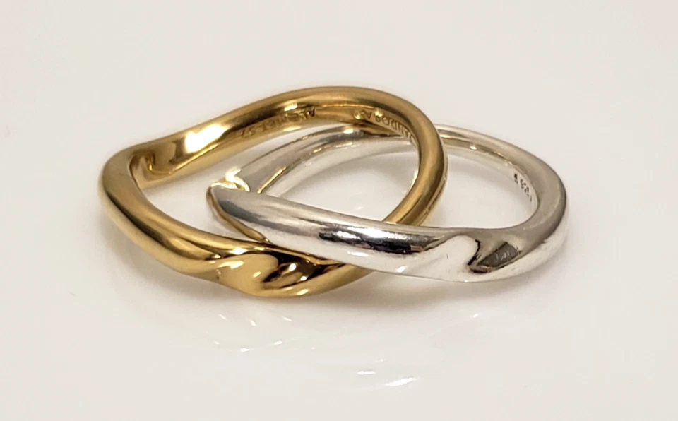 Pandora Sterling Silver Two Tone Entwined Bands Ring 163262C00 Size US 6 Euro 52 - Image 1 of 4