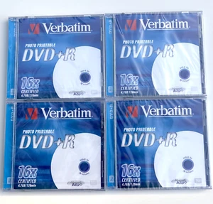 4 NEW Verbatim 16X Certified 4.7 GB/120 Min Photo Printable DVD+ Recordable - Afbeelding 1 van 5