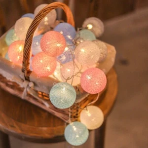 10/20 LEDS Fairy Lights String Cotton Balls String Lights Party Decoration - Picture 1 of 14