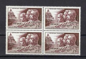 France 1951 Sc# 656 set Gen Picque Roussin and Villemin block 4 MNH - Bild 1 von 1