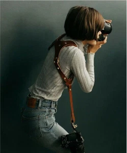 Adjustable Single Double Harness Outdoor Real Leather DSLR Camera Shoulder Strap - Picture 1 of 6