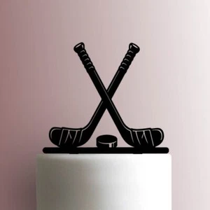 Bastoncini da Hockey con Puck 225-A747 Cake Topper - Foto 1 di 2