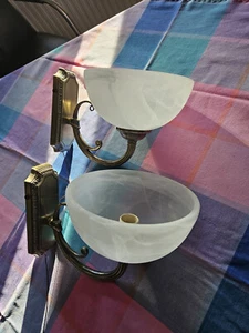 Wandleuchten, Jugendstilart, 2 Stück, Altmessing - Bild 1 von 11