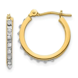 14k Diamond Fascination Small Hinged Leverback Hoop Earrings - Picture 1 of 3