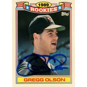 Gregg Olson Autographed/Signed 1989 Topps Rookies 22 Trading Card Beckett 48404 - Picture 1 of 2