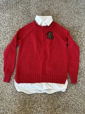 RALPH LAUREN Sweater Womens XS Red White Crest Logo - Image 1 of 3
