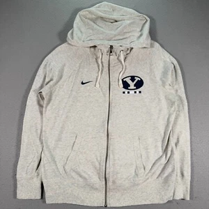 BYU Cougars Hoodie Sweatshirt Womens Large Gray College NCAA Nike Full Zip - Picture 1 of 13