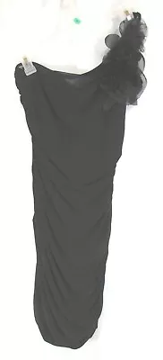 Taboo Dress Sz M Black One Shoulder Flower Draped Lined Party Formal Wedding  - Image 1 of 4