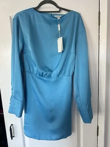 Pretty lavish blue satin silky blue mini dress size 10 - Picture 1 of 8