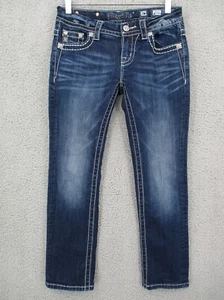Miss Me Hose Damen 26 blau verzierte Tasche Cropped Freizeitjeans Damen - Bild 1 von 12