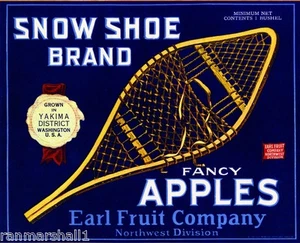 Etiqueta de caja de frutas de manzana Yakima Washington State Snow Show impresión artística vintage - Imagen 1 de 1