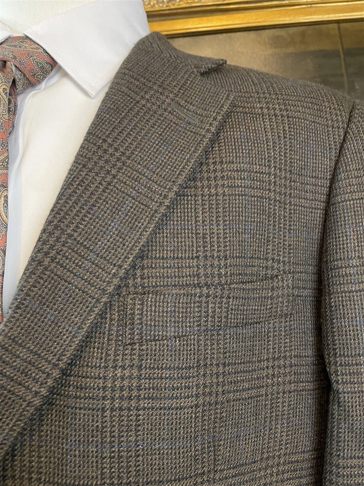 Abrigo Deportivo Blazer Joseph & Feiss 44R 100% Lana de Cordero Tweed Marrón Cuadros Glen 2Btn Foto 1 de 4