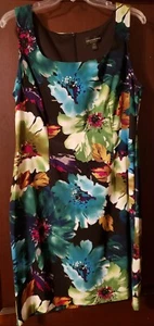 Connect Damen Etuikleid 14 NS U-Ausschnitt schwarz mit mehrfarbigem Blumenmuster - Bild 1 von 7