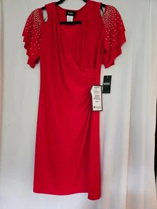 MSK Mujer Rojo Chifón Embellecido Mini Vestido de Cóctel y Fiesta S BHFO 6423 - Imagen 1 de 10