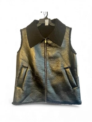 Chaleco de cuero sintético No Boundaries forro de piel de oveja sintético nuevo con etiquetas para mujer L/XL negro urbano Foto 1 de 4