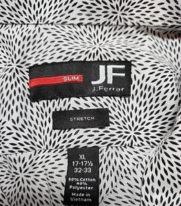 JF J. Ferrar Herren XL weiß Blumen Langarm Knopfleiste Slim Stretch Hemd - Bild 1 von 4