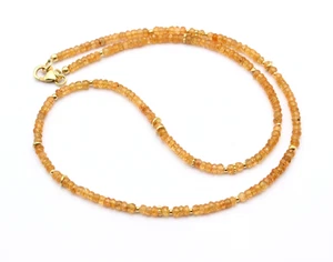 Mandarin Garnet Necklace Gold Plated 925 Silver Spessartine Faceted Orange 48 Cm - Picture 1 of 4