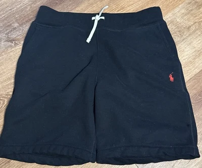 Ralph Lauren Polo Cotton Fleece Drawstring Shorts Men’s Large Black Red Pony - Image 1 of 4