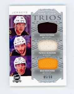 2018-19 UD The Cup BOSTON BRUINS TRIOS JERSEY PATCH #/33 David Pastrnak Bergeron - Picture 1 of 2