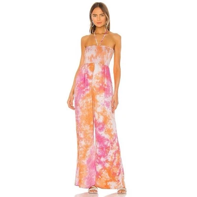 Комбинезон Tularosa Canyon Sorbet галстук краситель розовый оранжевый с бретелью через шею широкие ноги размер маленький - Изображение 1 из 4