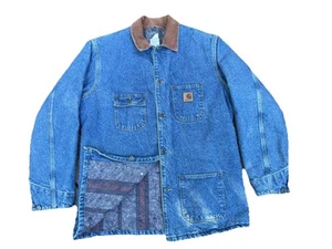 Vintage Carhartt Denim Chore Jacket Large Tall USA 54” Chest C59DST Work Union - Picture 1 of 17