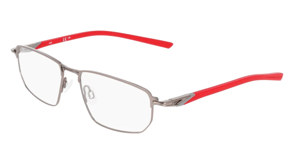 Nike NK-6067 076 Satin Gunmetal & University Red Titanium Eyeglass 55/16/145