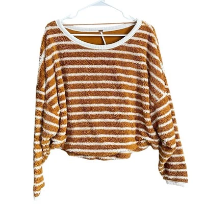 Suéter a Rayas Free People Brenton Para Mujer Pequeño Otoño Perla Peluche Pullover Foto 1 de 4