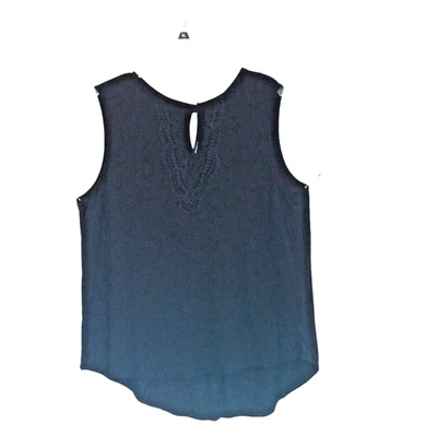 Blusa Grace Elements sem mangas tamanho 2XL preta bordada buraco na fechadura bainha alta baixa - Imagem 1 de 4