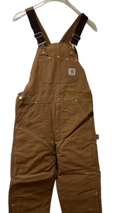 Salopette bavaglino vintage Carhartt Duck zip al ginocchio trapuntata foderata R02 BRN 32 X 36 NUOVA NOS - Foto 1 di 8