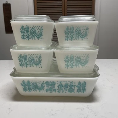 VTG PYREX Amish Butterprint Dishes 10 Piece Set 501(2)502(2)503(1) With Lids - Image 1 of 4