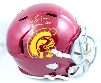 OJ Simpson Autographed USC Trojans F/S Speed Helmet w/ Heisman - JSA W *Yellow - Image 1 of 4